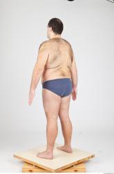 Whole Body Man White Underwear Overweight Studio photo references